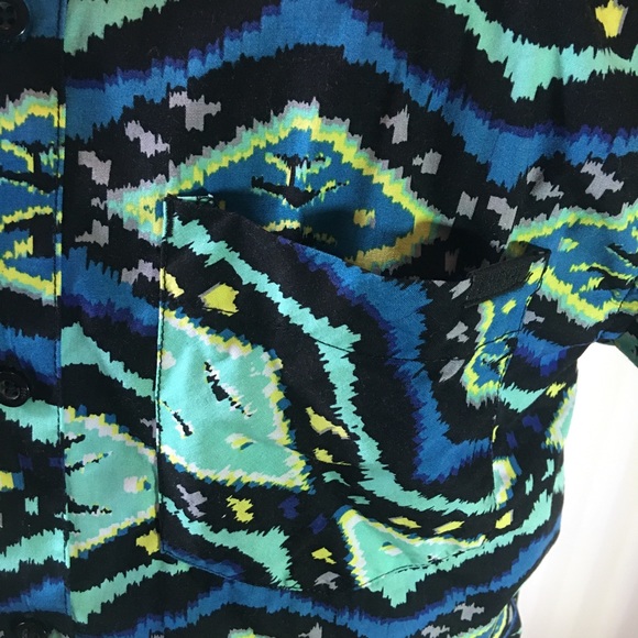 Empyre Mens blue green black button down breast pocket Size S - Picture 4 of 8